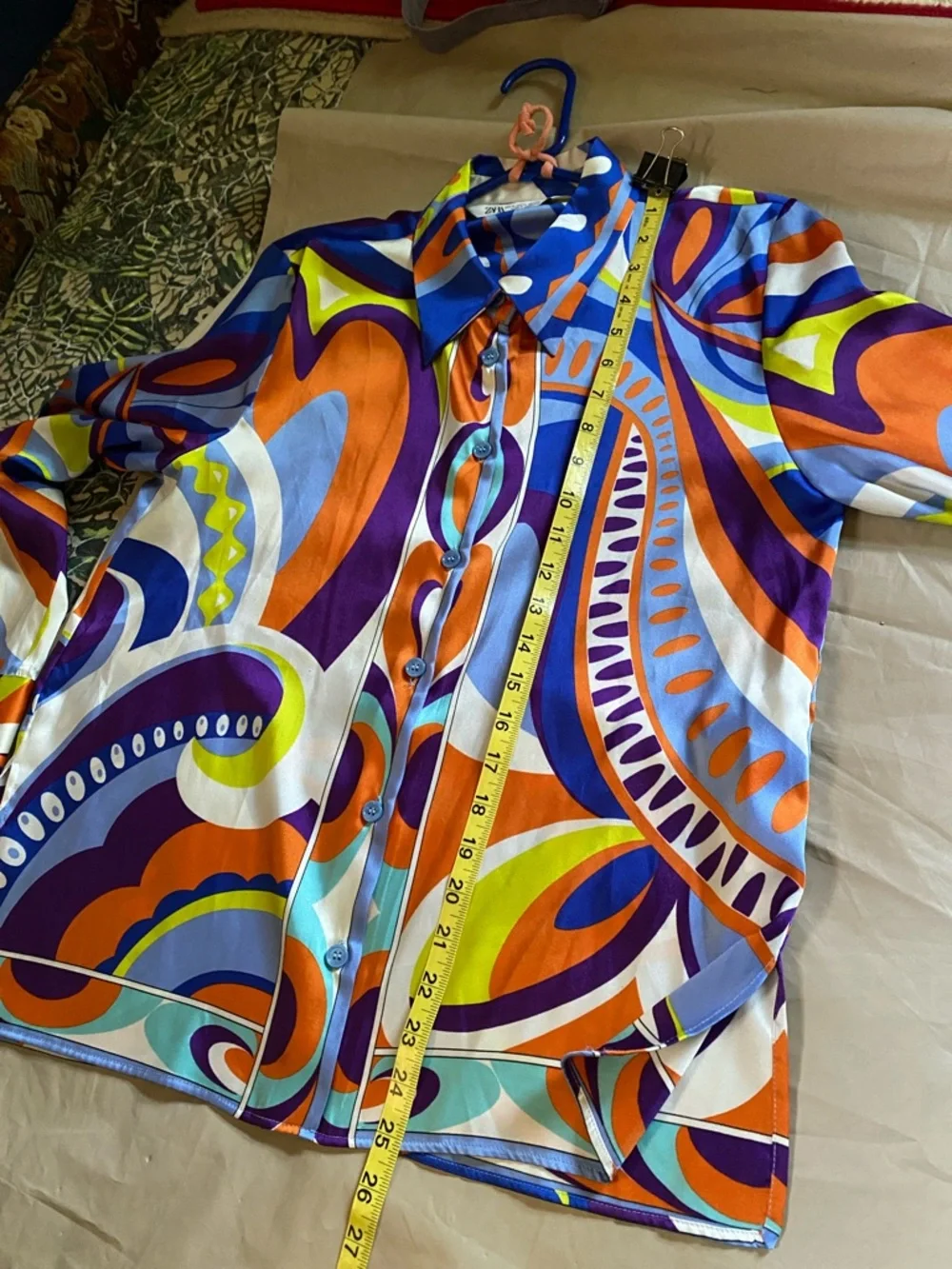 ZARA Vibrant Multi-Color Printed Button-Up Shirt - Picture 8 of 14